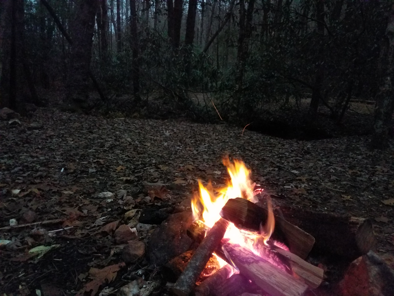 There is a nice little creek there so I got water sounds and crackling firewood. Perfect.
